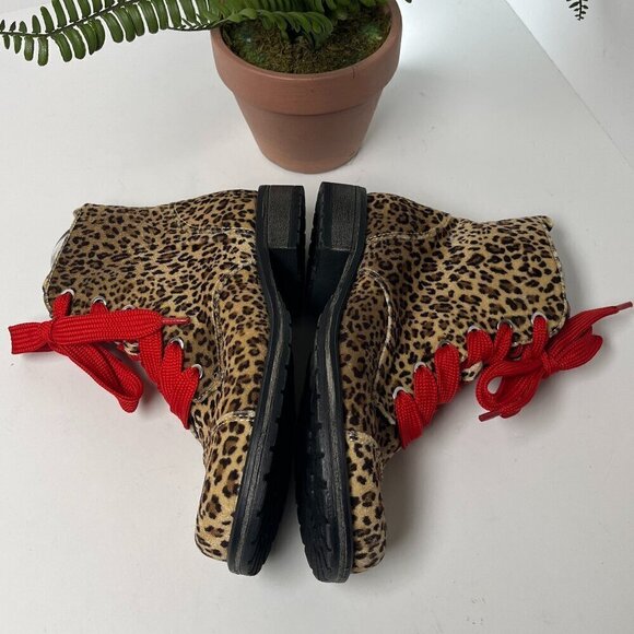 Dolce Vita Sophie Girl Leopardess Tan Leopard Print Red with‎ shoestrings Size 4 - Picture 4 of 12